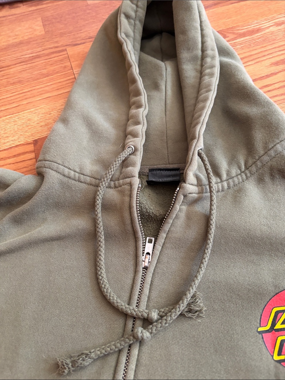 Santa Cruz Skateboards Olive Green Hoodie with Red & Yellow Logo - Picture 4 of 8